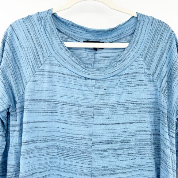 Comfy USA Womens Lounge Heathered Lagenlook 3/4 Sleeve Tunic Dress Size M Blue - Picture 2 of 6